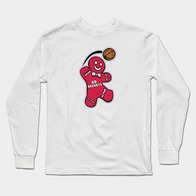 Houston Rockets Gingerbread Man Long Sleeve T-Shirt by Rad Love